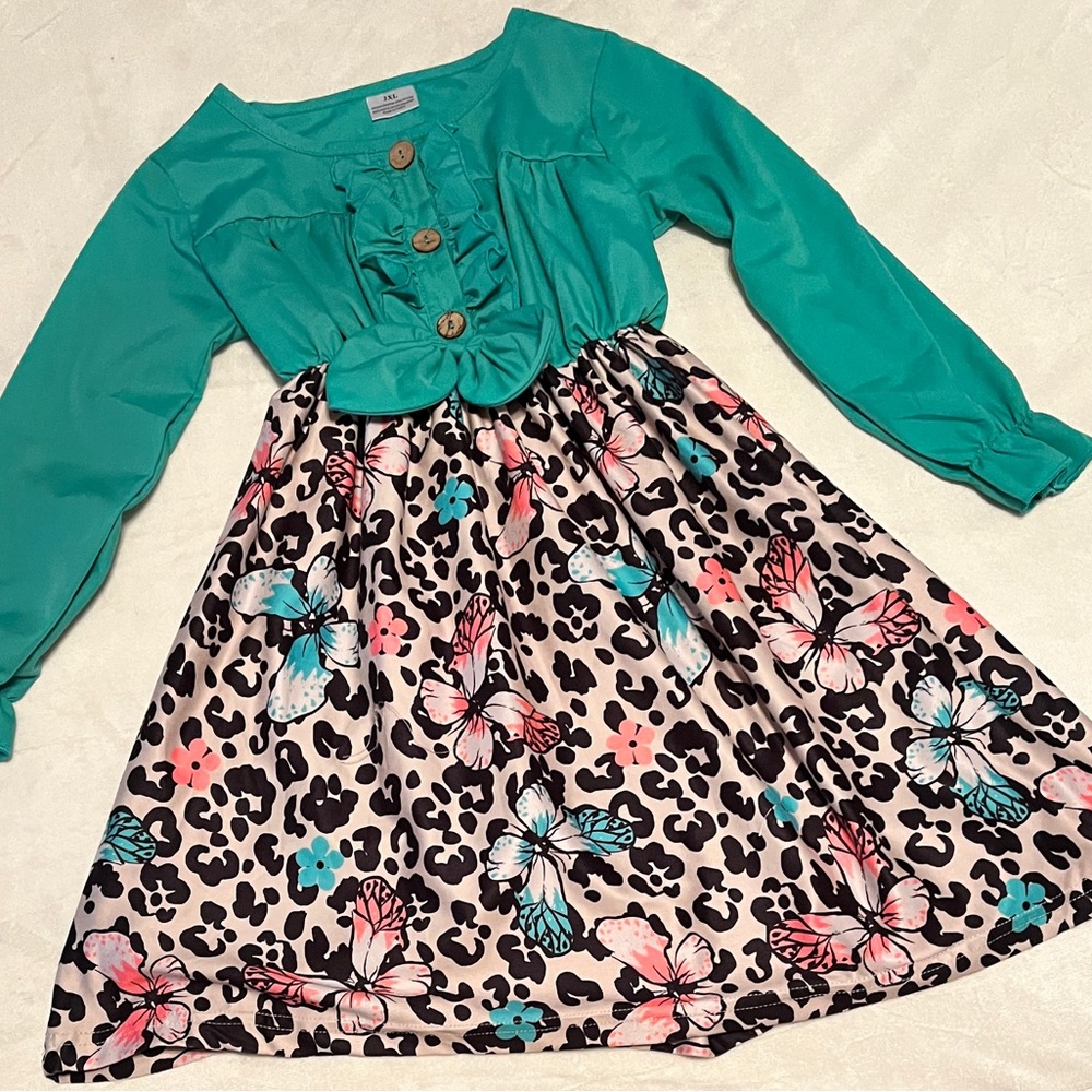 NWT Girls Mixed Print Color Block Dress